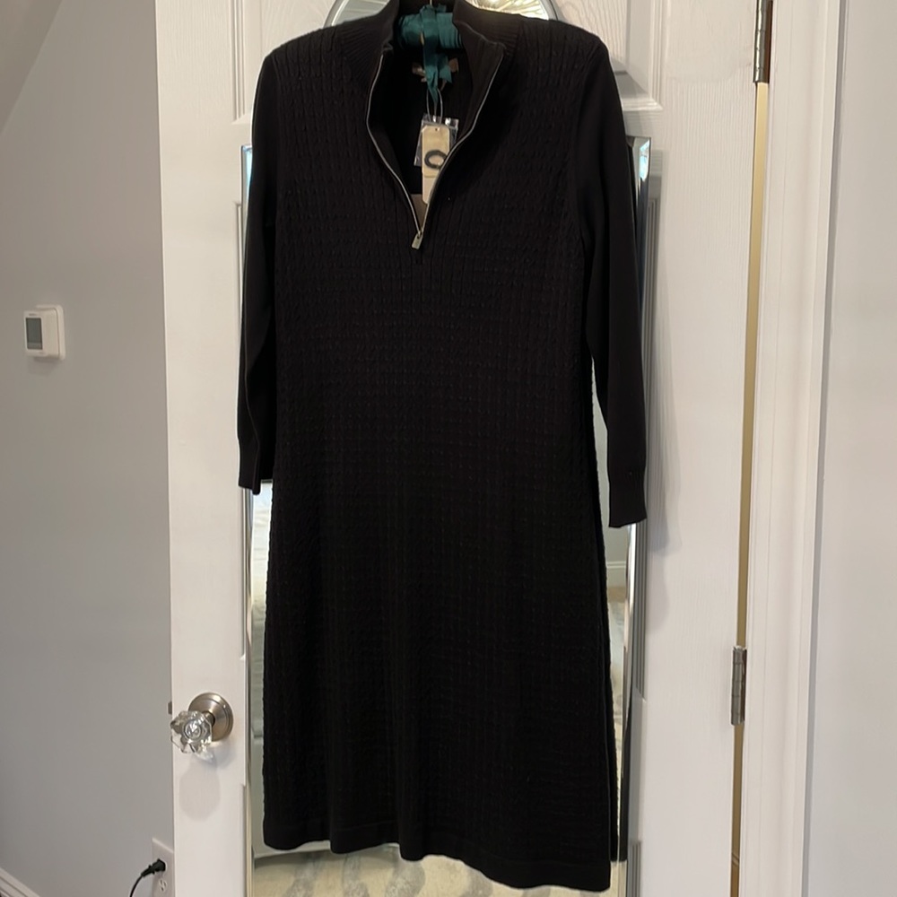 Tommy Bahama New Pickford 1/2 Zip Dress Black SZ medium (NWT)